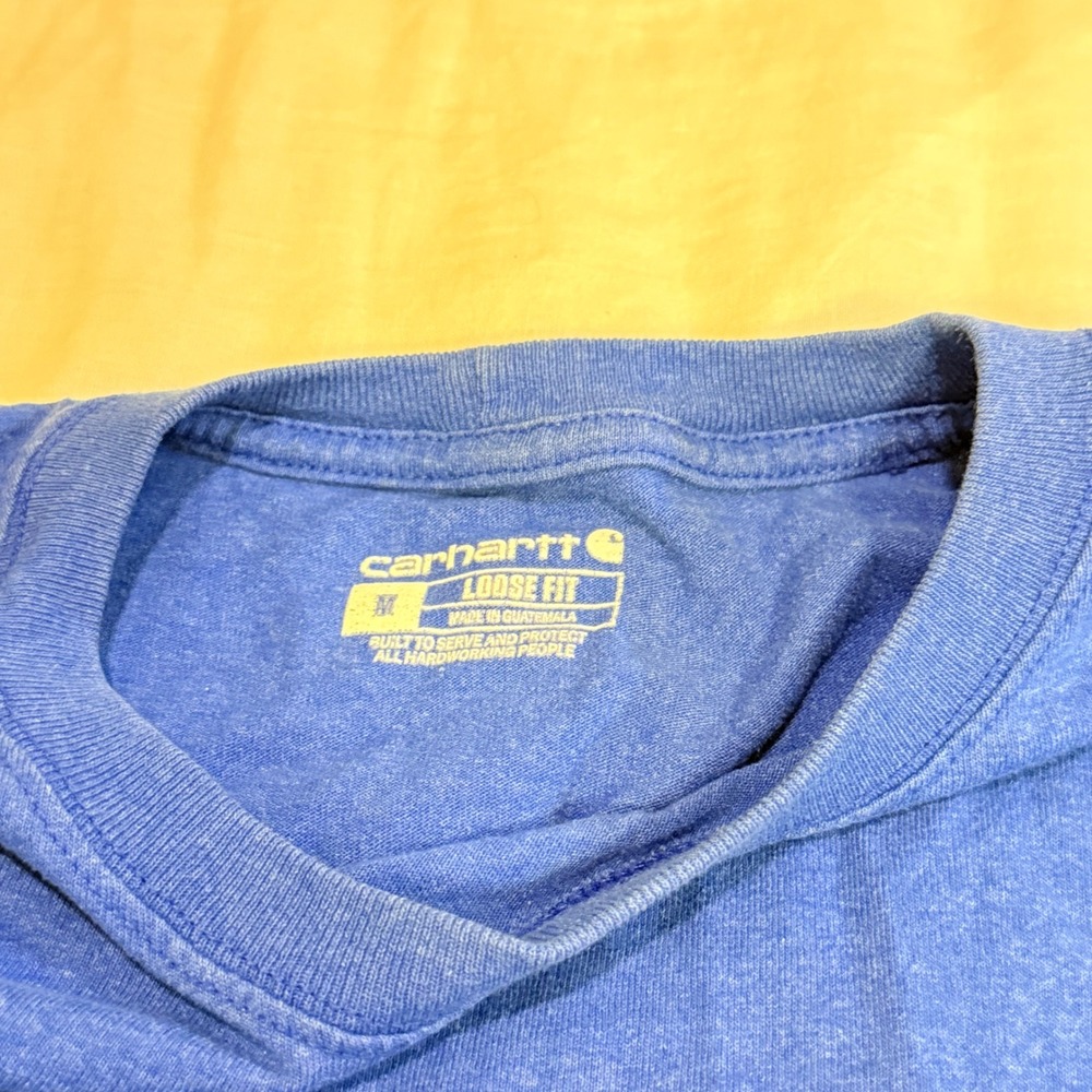 Carhartt K87 Mens Blue Loose Fit Short Sleeve Pocket T-Shirt Size Medium M - Picture 3 of 4